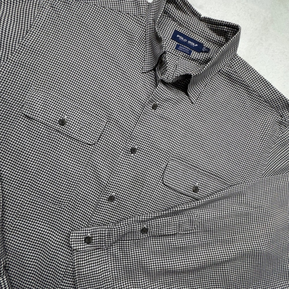 Polo Golf Ralph Lauren Men's Benford Houndstooth Cotton Button Down Shirt XL